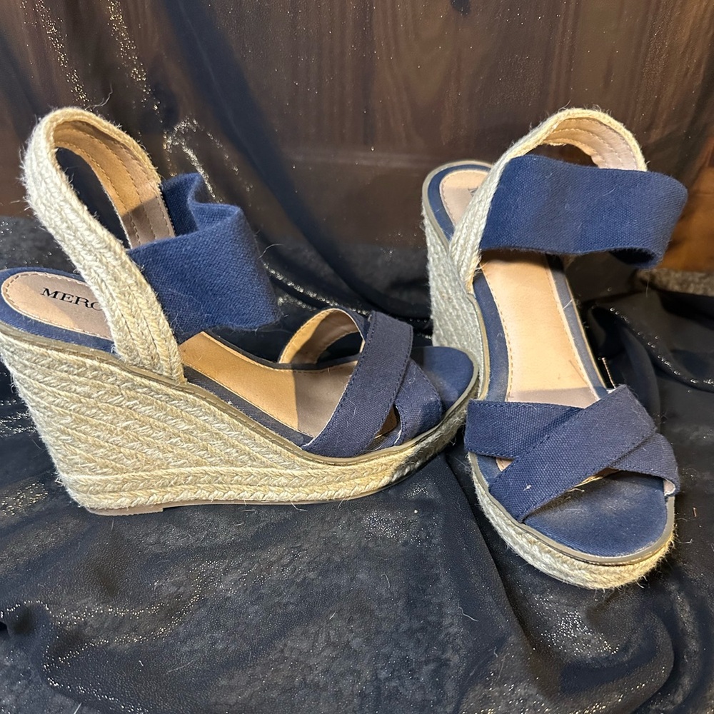 Navy wedge heels size 7